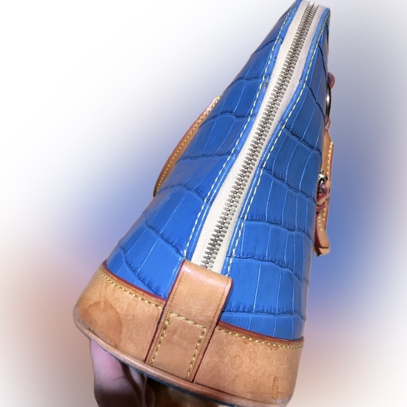 DOONEY & BURKE Croc Leather Domed Tote Handbag Turquoise Blue - Picture 12 of 15